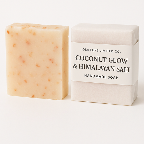 Coconut Glow + Himalayan Salt Scrub Handmade Soap Bar-0